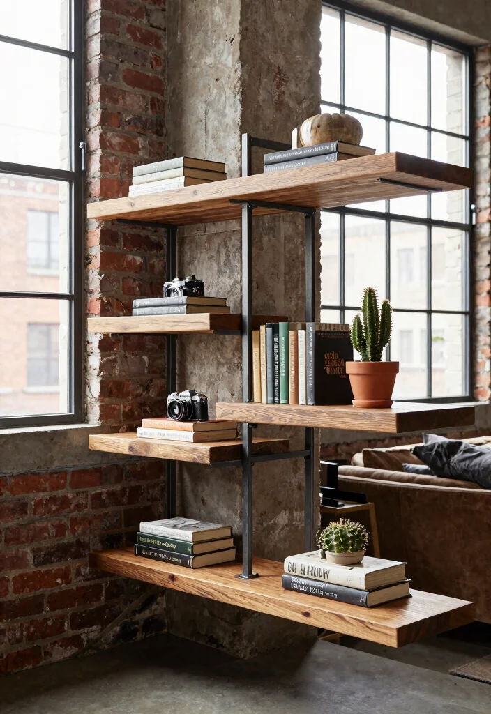 18 Floating Shelf Bookshelf Ideas That Feel Light & Modern - 3. Industrial Edge 1