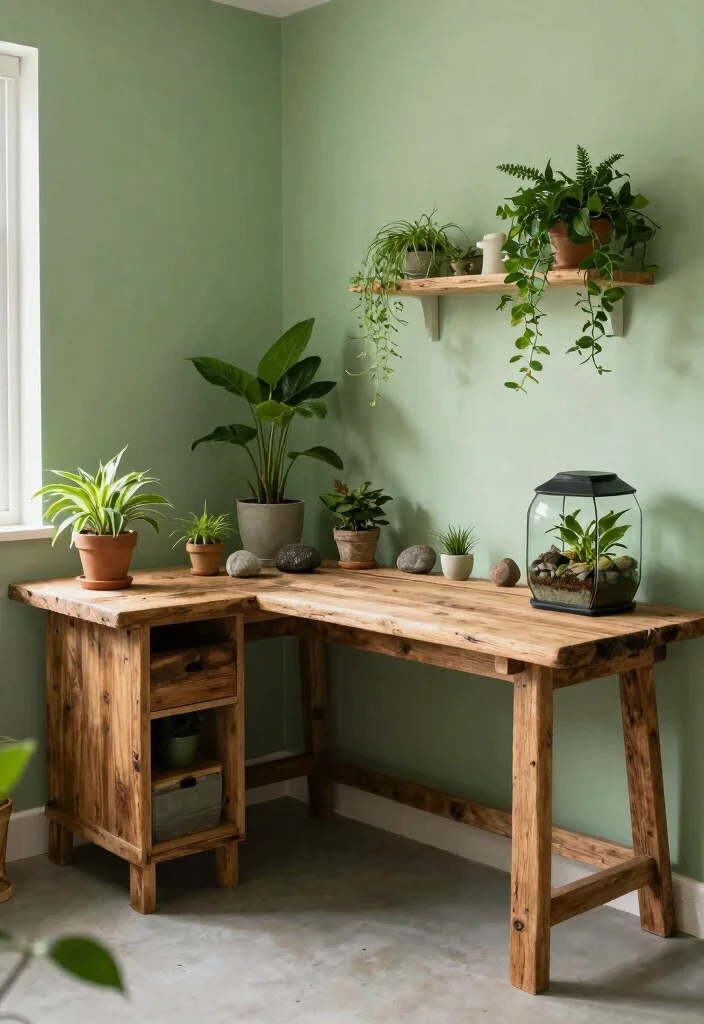 18 L Shaped Desk Setup Aesthetic Ideas That Maximize Space - 11. Nature-Inspired Oasis 1