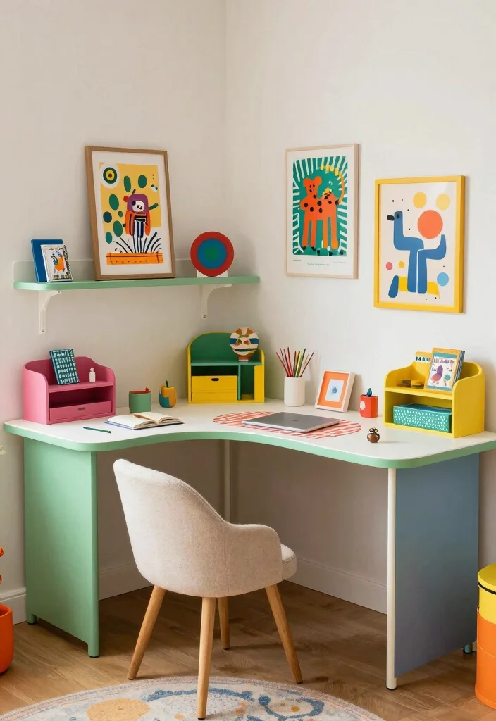 18 L Shaped Desk Setup Aesthetic Ideas That Maximize Space - 15. Whimsical Wonders 1