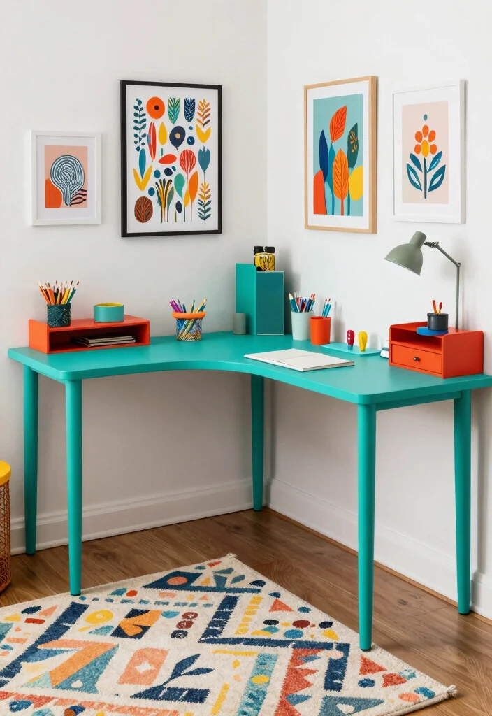 18 L Shaped Desk Setup Aesthetic Ideas That Maximize Space - 5. Bold & Bright 1