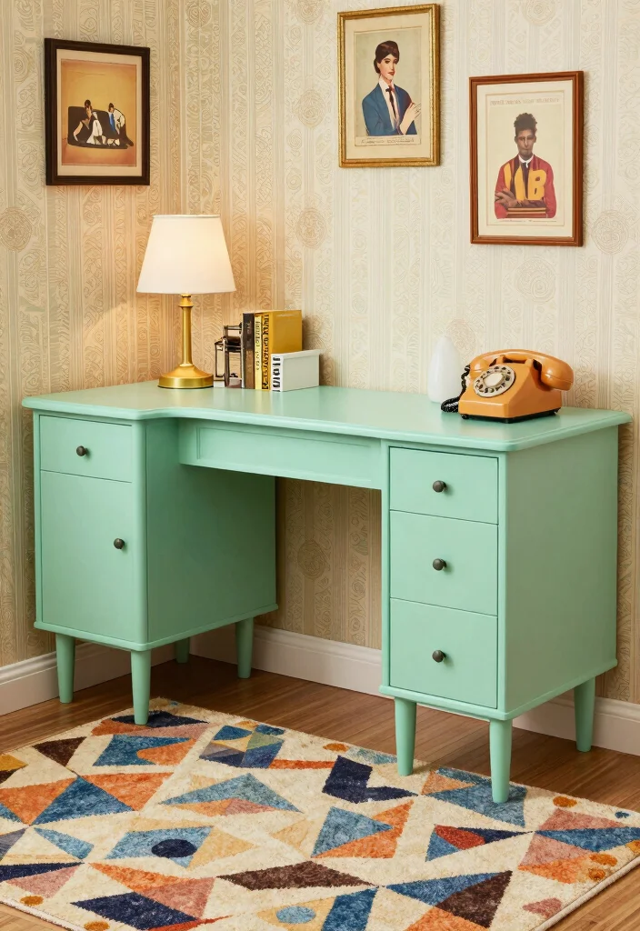 18 L Shaped Desk Setup Aesthetic Ideas That Maximize Space - 6. Retro Revival 1