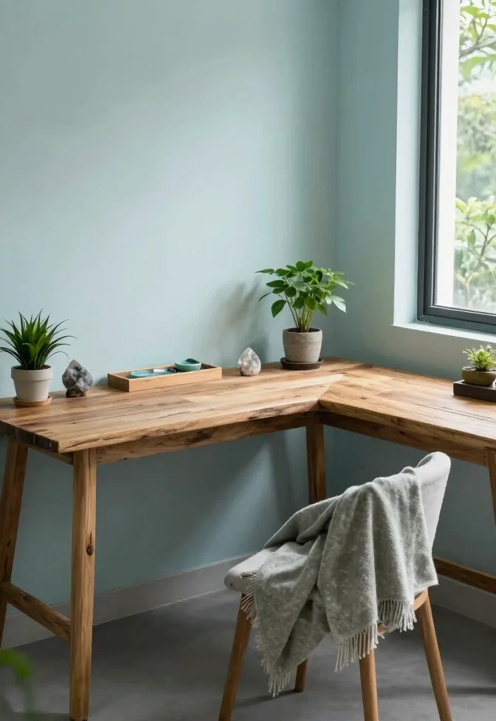 18 L Shaped Desk Setup Aesthetic Ideas That Maximize Space - 7. Zen Sanctuary 1