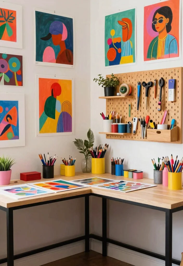 18 L Shaped Desk Setup Aesthetic Ideas That Maximize Space - 9. Artful Inspiration 1