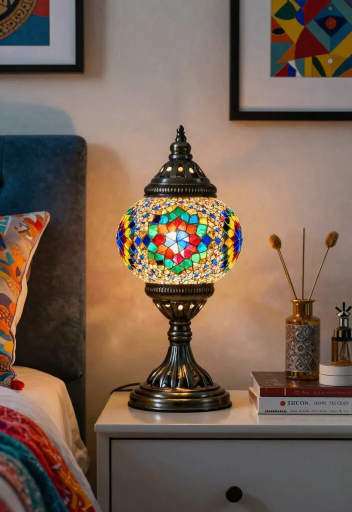 18 Nightstand Lamps Bedroom Modern Ideas That Shine 57 18 Nightstand Lamps Bedroom Modern Ideas That Shine - 17. Colorful Glass Mosaic Lamp 1