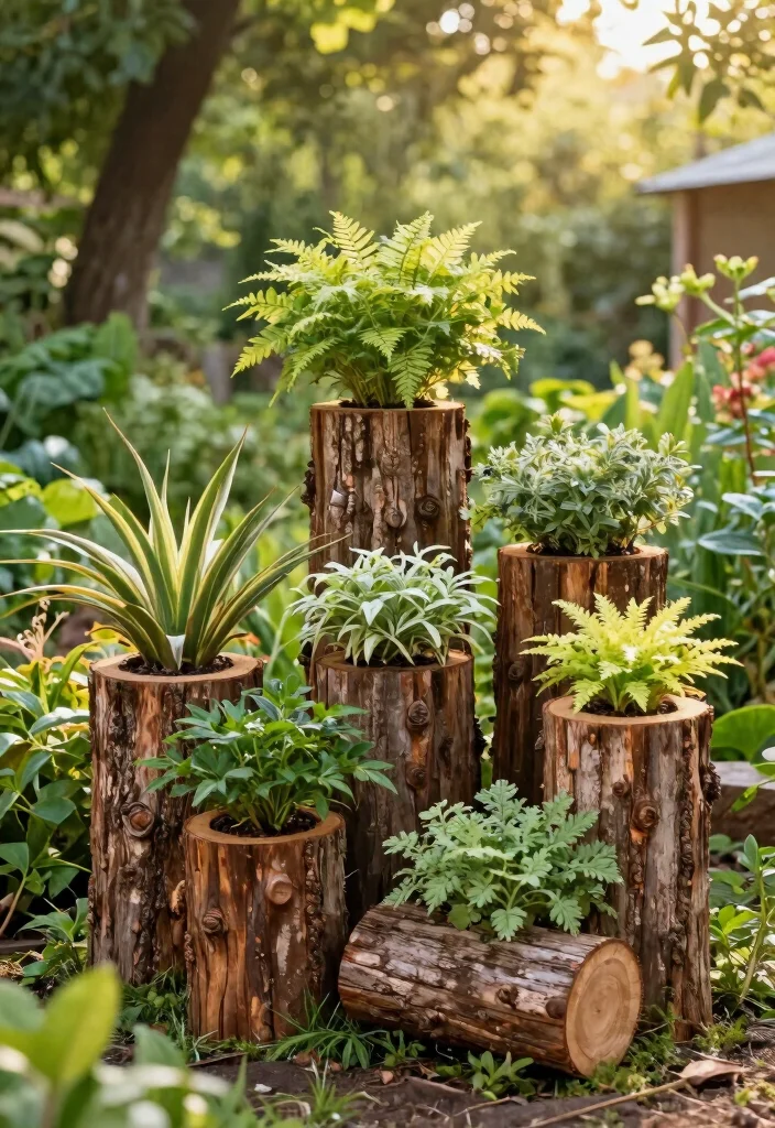 18 Outdoor Plant Stand Ideas That Elevate Your Greenery 52 18 Outdoor Plant Stand Ideas That Elevate Your Greenery - 12. Nature-Inspired Log Plant Holders 1
