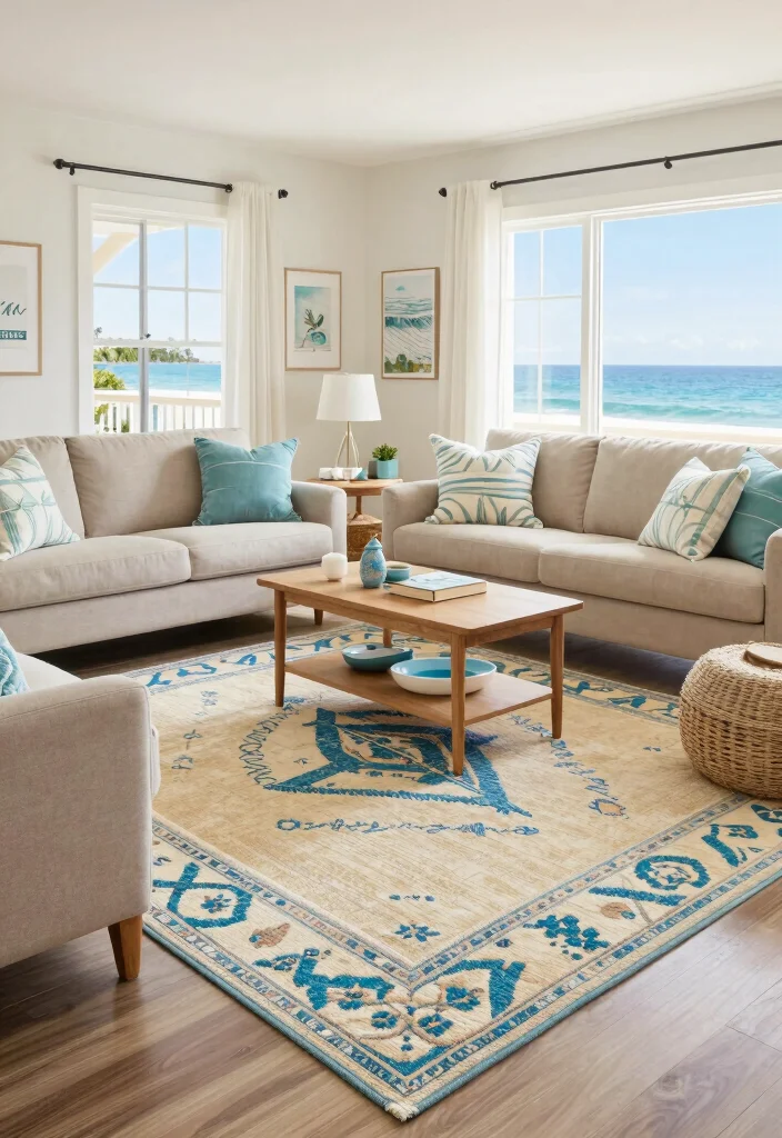 18 Rug on Rug Ideas That Look Designer Styled 55 18 Rug on Rug Ideas That Look Designer Styled - 15. Coastal Vibes with Layered Rugs 1