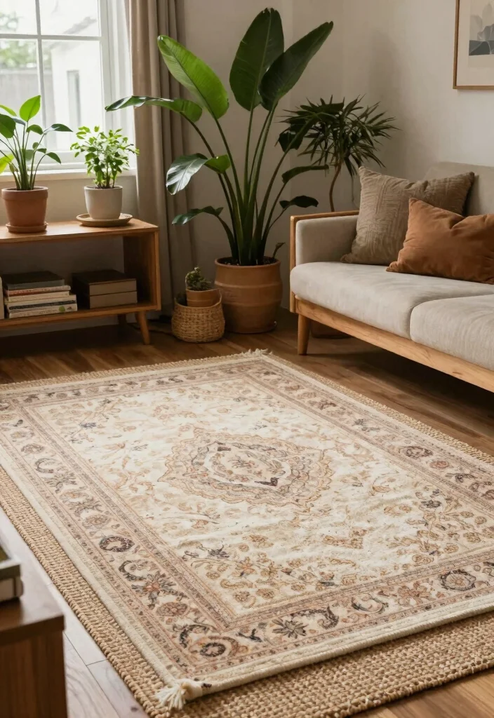 18 Rug on Rug Ideas That Look Designer Styled 2 18 Rug on Rug Ideas That Look Designer Styled - 2. Go Earthy with Natural Textures 1