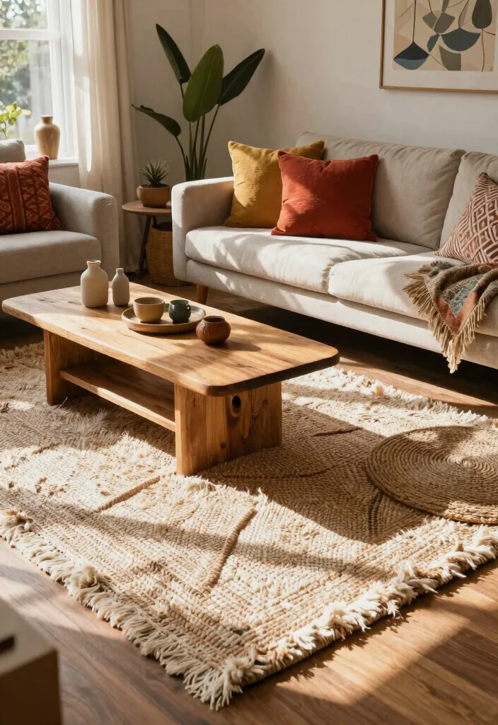 18 Rug on Rug Ideas That Look Designer Styled 3 18 Rug on Rug Ideas That Look Designer Styled - 3. Mix and Match Textures 1