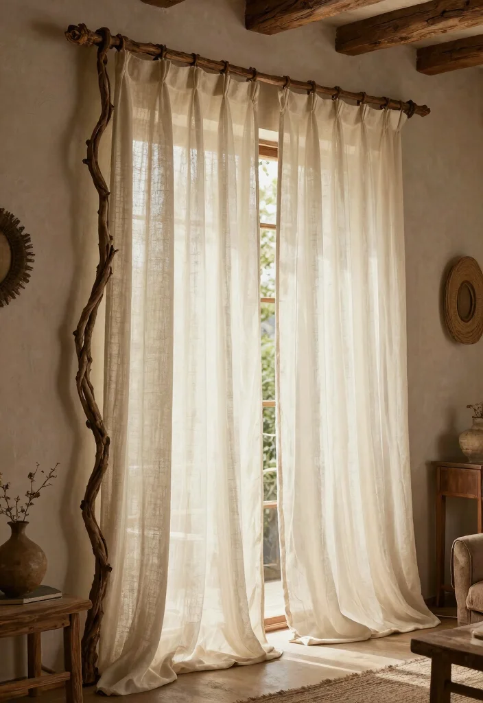 18 Ways to Hang Curtains Ideas That Look Creative 42 18 Ways to Hang Curtains Ideas That Look Creative - 12. Twisted Branches as Curtain Rods 1