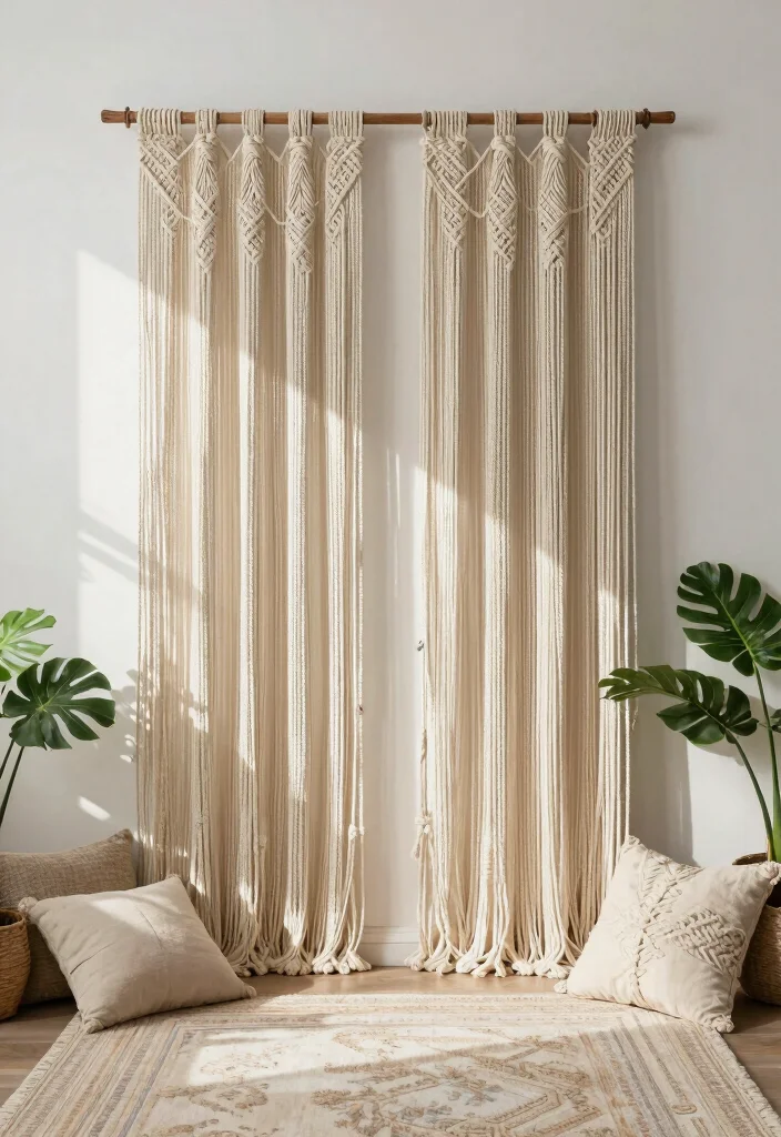 18 Ways to Hang Curtains Ideas That Look Creative 4 18 Ways to Hang Curtains Ideas That Look Creative - 4. Macramé Curtain Hangers 1
