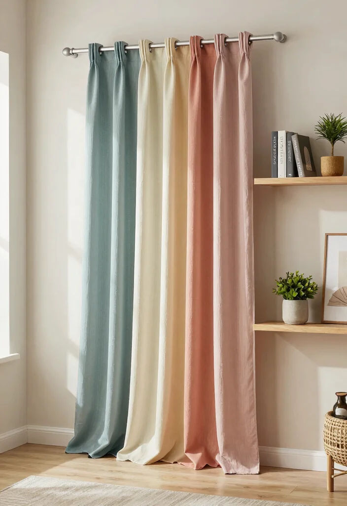 18 Ways to Hang Curtains Ideas That Look Creative 16 18 Ways to Hang Curtains Ideas That Look Creative - 6. Floating Shelves as Curtain Support 1