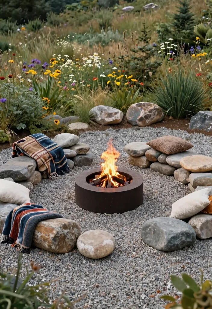 12 Backyard Fire Pit Ideas Lounge Areas for Small Yards - 6. Fire Pit with Gravel Seating Area 1