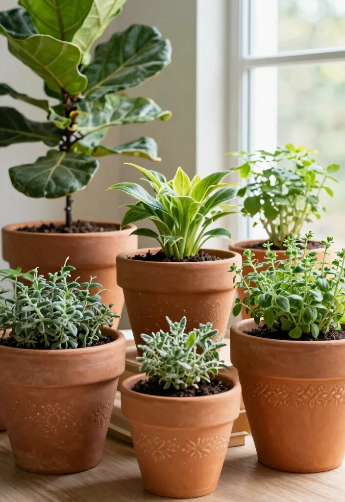 12 Clay Flower Pot Ideas That Drain Well and Don't Crack - 8. Textured Planters: An Artistic Touch 1