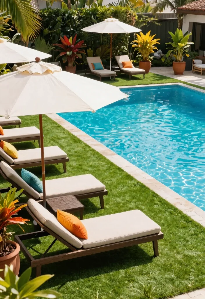 12 Fake Grass Backyard Ideas That Look Real and Stay Green - 4. Elegant Pool Surround 1