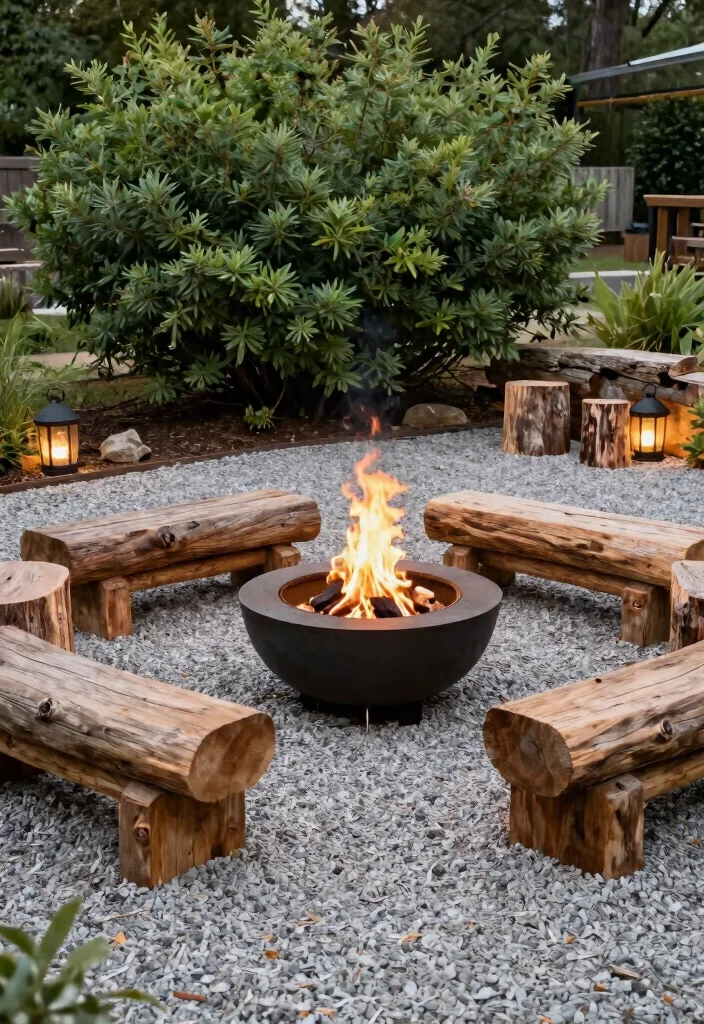 12 Fire Pit Garden Ideas Backyard Designs That Don't Need Gas Lines - 3. Gravel Fire Pit with Timber Surround 1