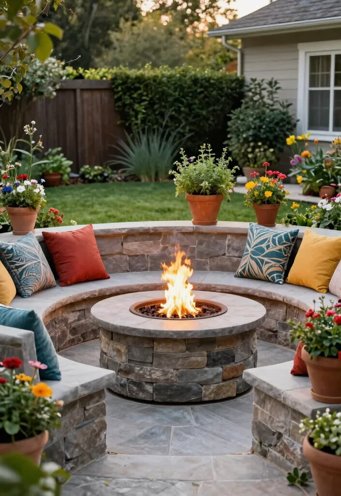 12 Fire Pit Garden Ideas Backyard Designs That Don't Need Gas Lines - 5. Fire Pit with Built-in Seating 1