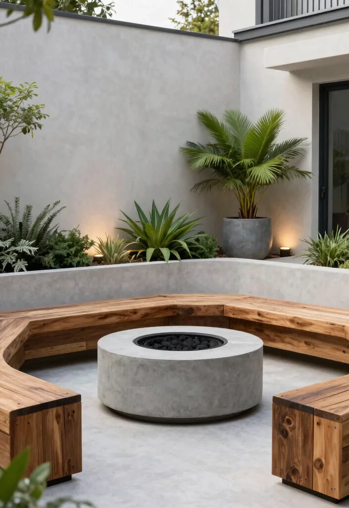 12 Fire Pit Garden Ideas Backyard Designs That Don't Need Gas Lines - 7. Minimalist Concrete Fire Pit 1