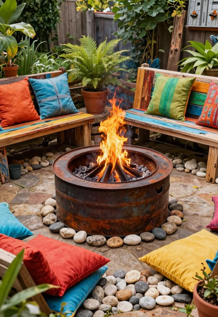 12 Fire Pit Garden Ideas Backyard Designs That Don't Need Gas Lines - 8. Recyclable Fire Pit with Eco-Friendly Materials 1