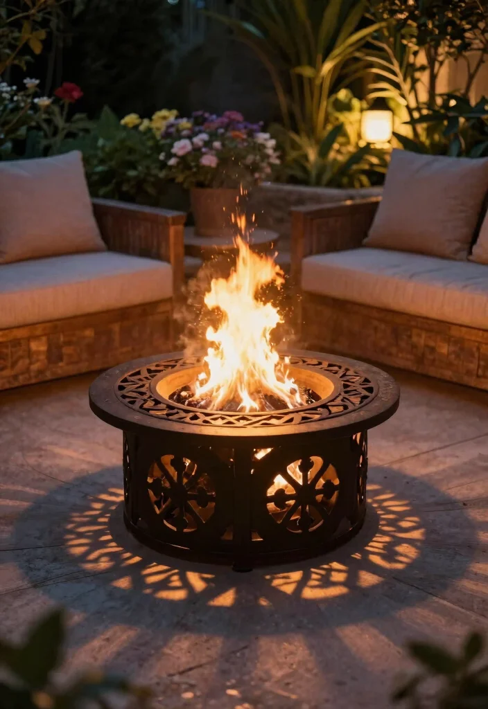 12 Fire Pit Lighting Ideas That Stay Lit After Dark - 11. Artistic Fire Pit Grates 1
