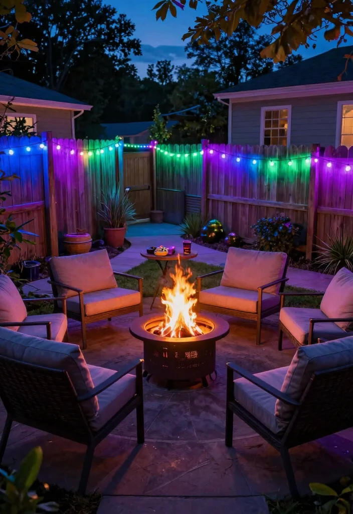 12 Fire Pit Lighting Ideas That Stay Lit After Dark - 3. Colorful LED Lights 1