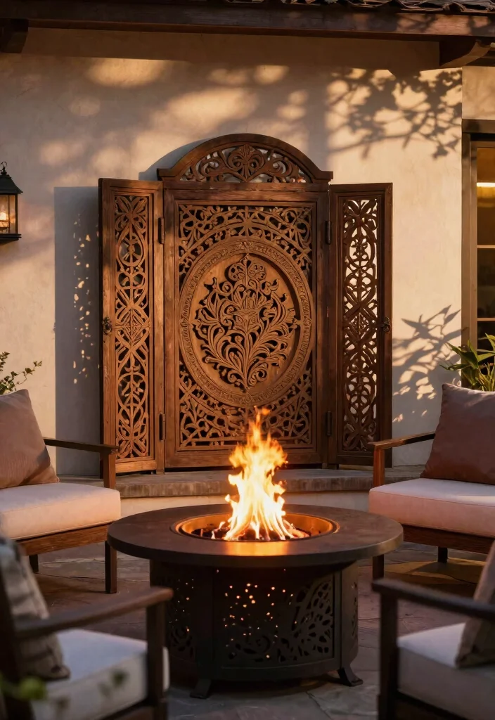 12 Fire Pit Lighting Ideas That Stay Lit After Dark - 9. Functional Fire Pit Screens 1