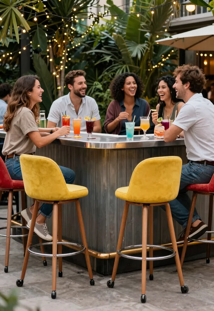12 Outdoor Bar Stools That Don't Rust or Fade - 12. Bar Stools with Wheels: Mobility Meets Style 1
