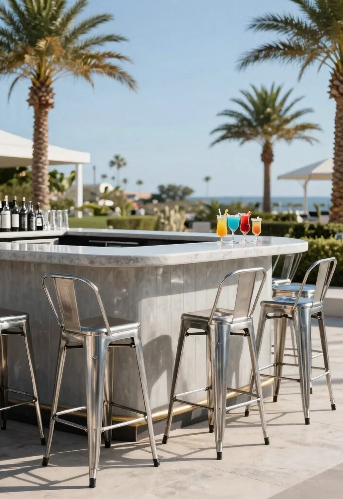 12 Outdoor Bar Stools That Don't Rust or Fade - 5. Stainless Steel Bar Stools: Modern Minimalism 1