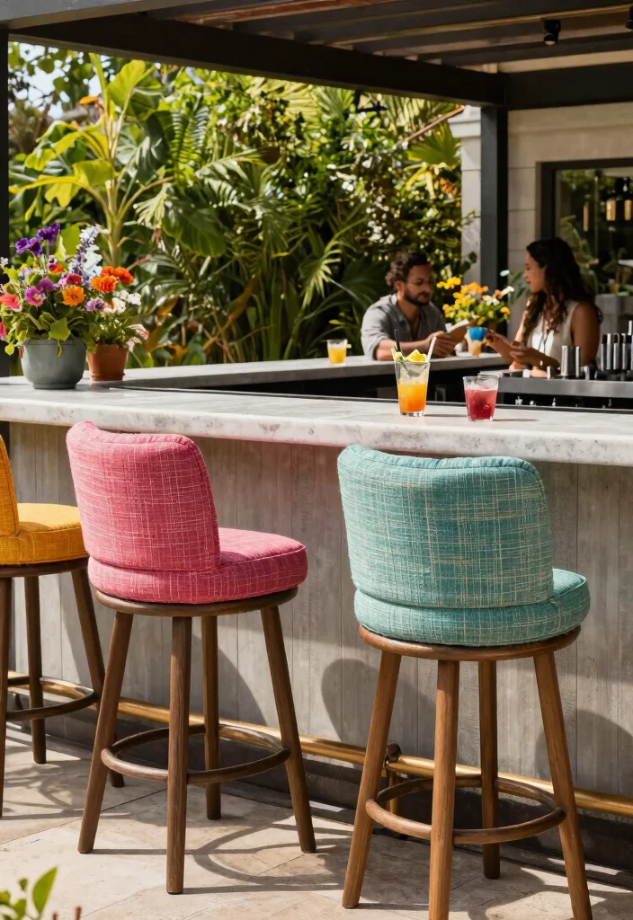 12 Outdoor Bar Stools That Don't Rust or Fade - 8. Bar Stools with Sunbrella Fabric Cushions: Comfort Meets Style 1