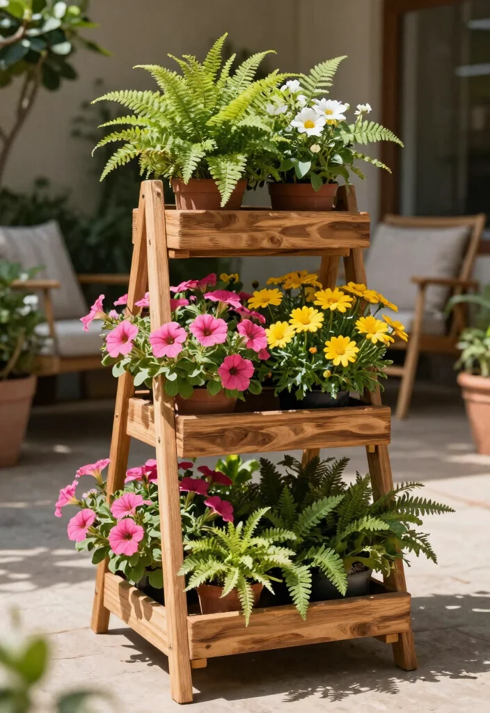 12 Outdoor Flower Stand Ideas That Display Plants at Every Height - 1. Tiered Plant Stands 1