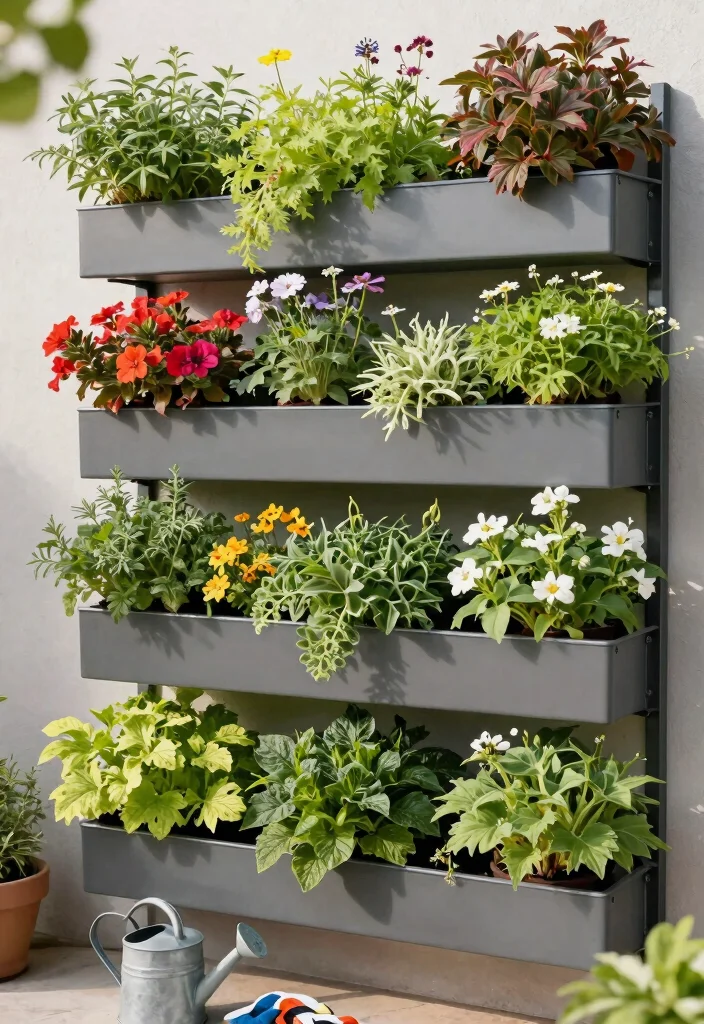 12 Outdoor Flower Stand Ideas That Display Plants at Every Height - 9. Multi-Section Vertical Gardens 1