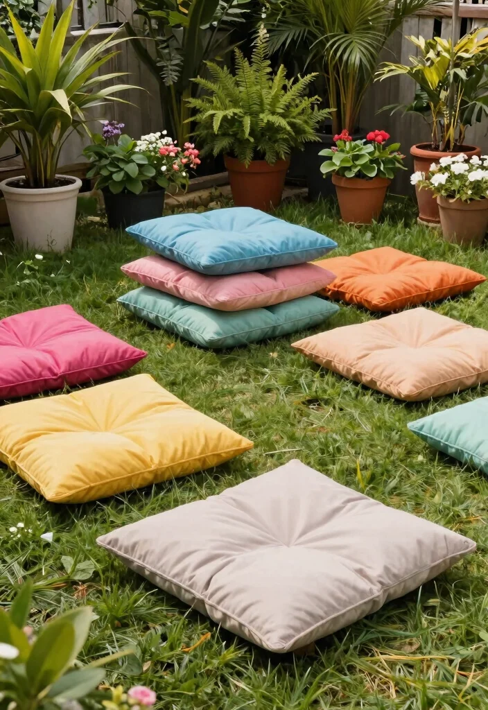 12 Outdoor Lounge Furniture Ideas That Handle Rain and Sun - 10. Outdoor Floor Cushions 1