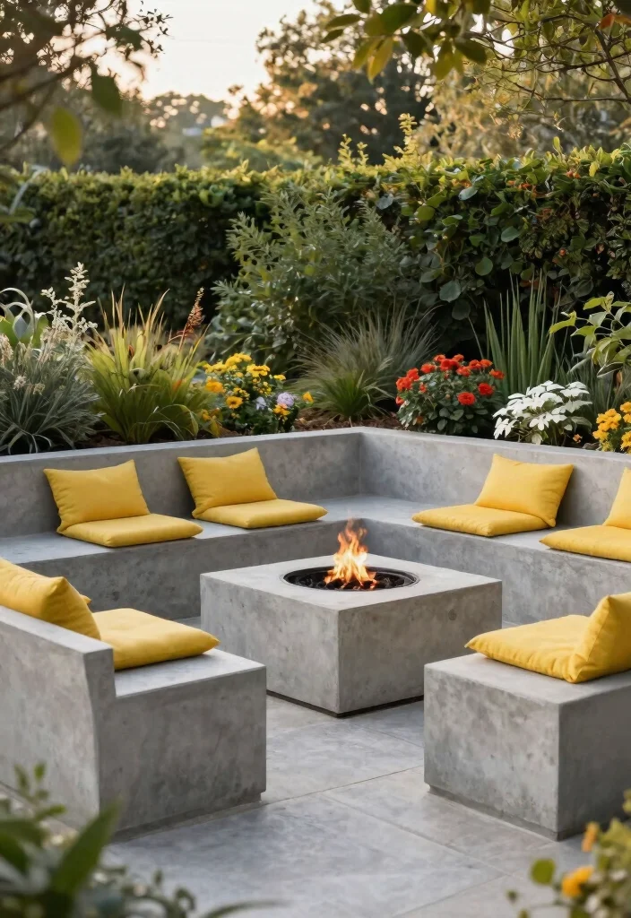 12 Outdoor Lounge Furniture Ideas That Handle Rain and Sun - 6. Minimalist Concrete Seating 1