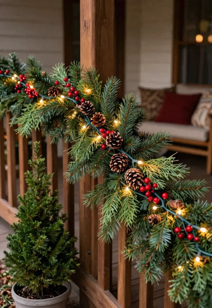 12 Rustic Christmas Porch Decorating Ideas on a Budget - 1. Natural Greenery Galore 1