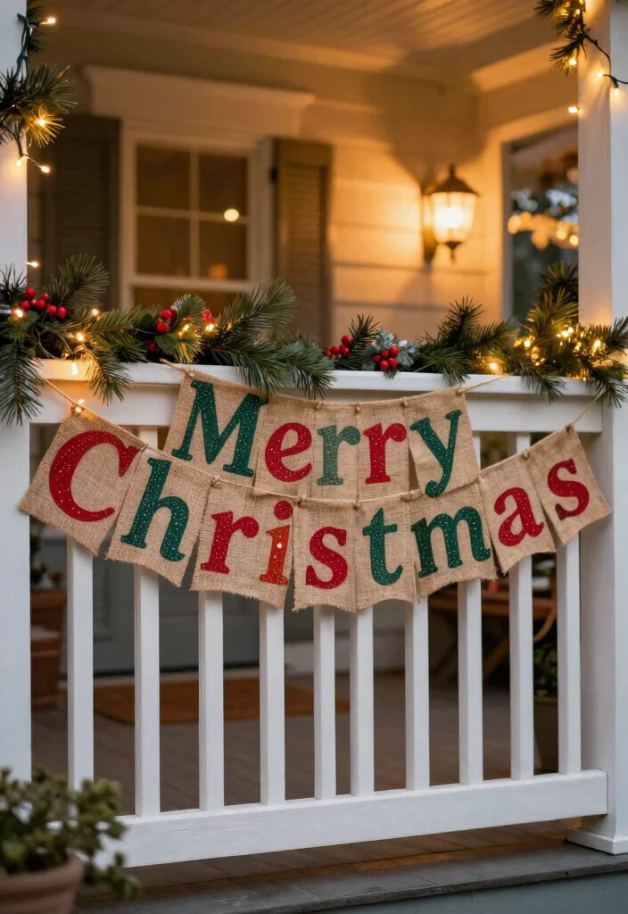 12 Rustic Christmas Porch Decorating Ideas on a Budget - 10. Charming and Simple Banners 1