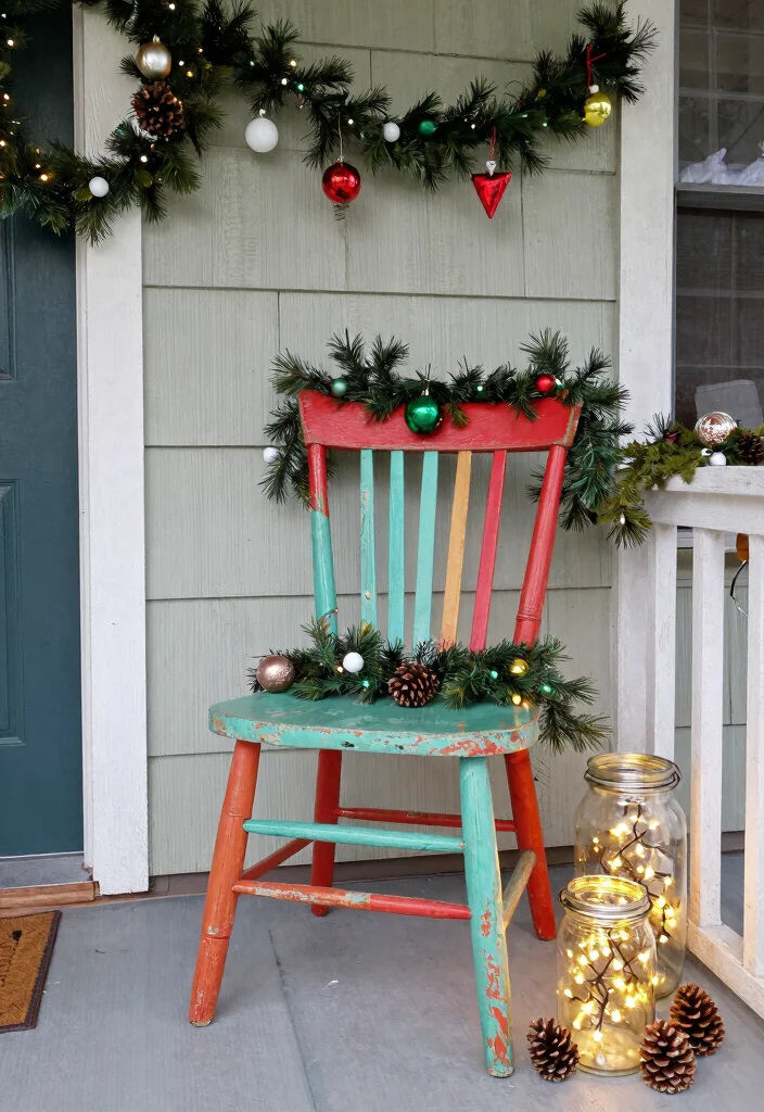 12 Rustic Christmas Porch Decorating Ideas on a Budget - 11. Upcycled Christmas Decor 1