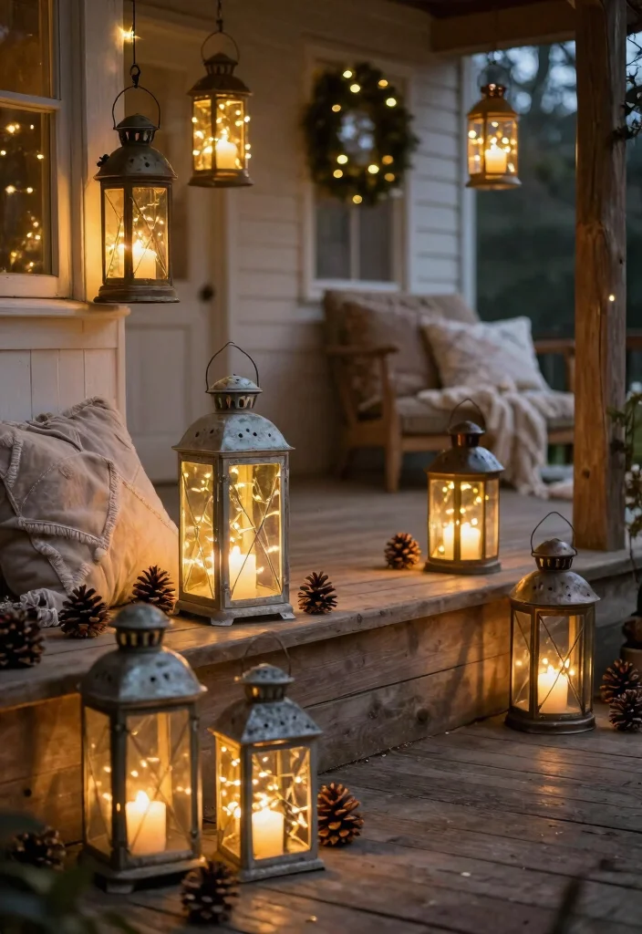 12 Rustic Christmas Porch Decorating Ideas on a Budget - 2. Rustic Lanterns for Lighting 1