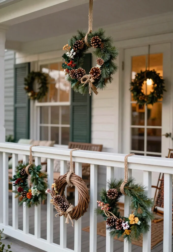 12 Rustic Christmas Porch Decorating Ideas on a Budget - 7. Wreaths Beyond the Door 1