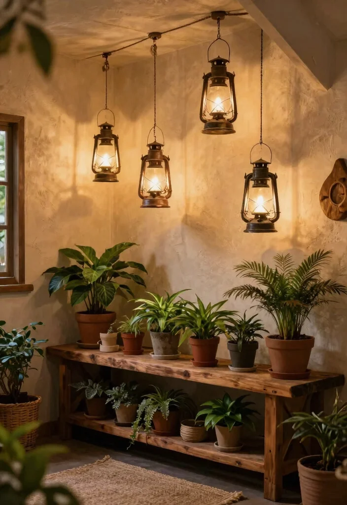 12 Sloped Ceiling Lighting Ideas That Brighten Every Corner - 8. Vintage Lanterns for Rustic Charm 1
