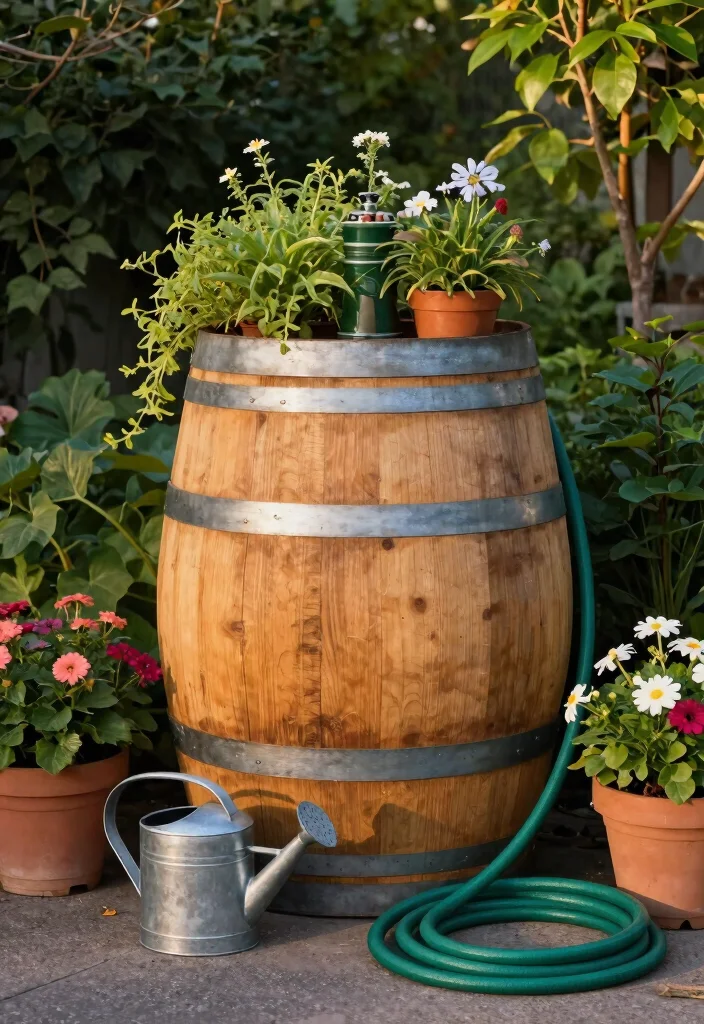 12 Space-Saving Outdoor Bodega Ideas for Your Patio - 5. Compact Barrels for Water Storage 1