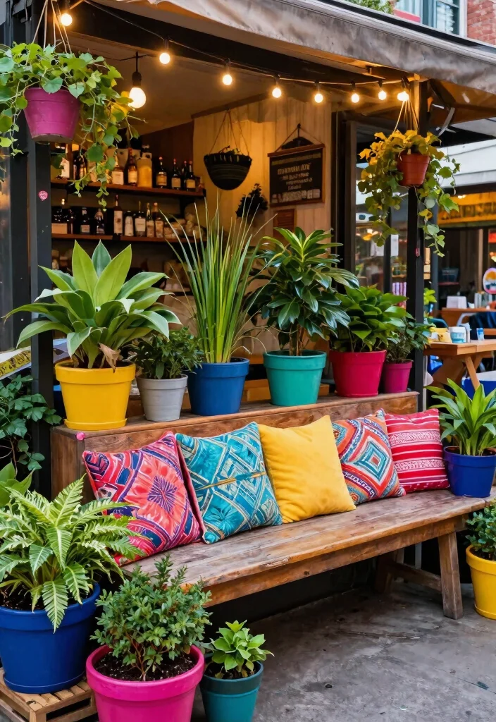 12 Space-Saving Outdoor Bodega Ideas for Your Patio - 7. Colorful Accents to Brighten Up the Space 1