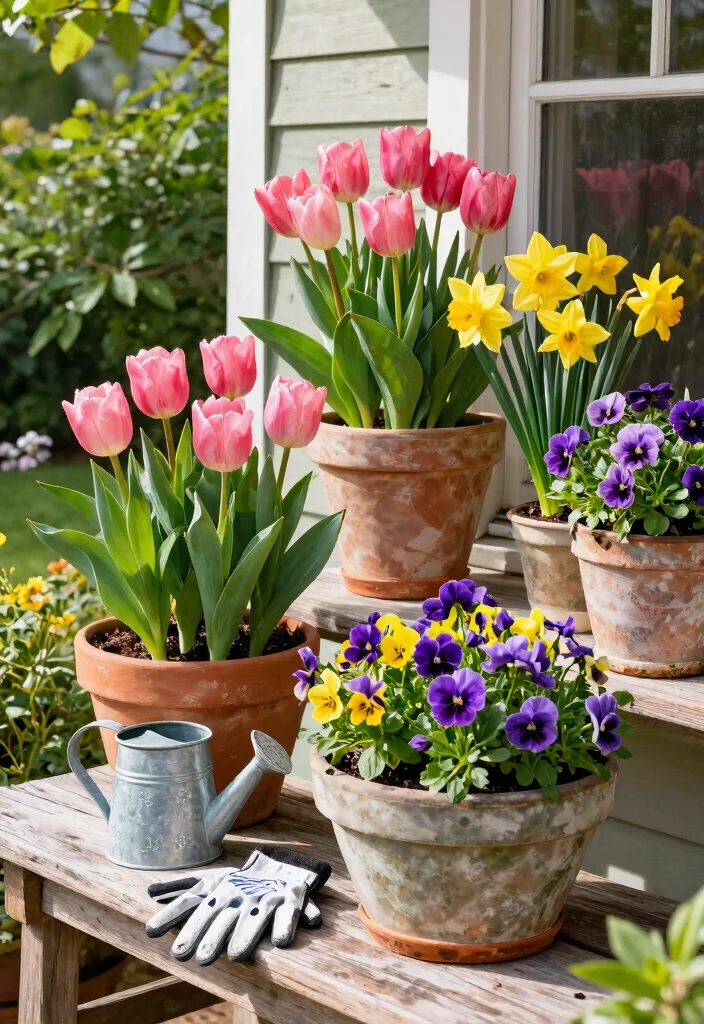 12 Spring Front Porch Ideas That Transition Easily From Winter - 1. Bright, Colorful Container Arrangements 1