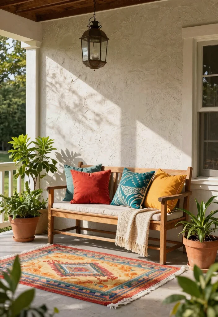 12 Spring Front Porch Ideas That Transition Easily From Winter - 4. Layered Textures for Depth 1