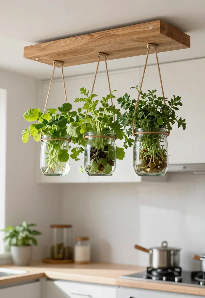 14 Ceiling Hanging Decor Ideas for Renters Who Can't Drill Into Joists - 8. DIY Hanging Herb Garden 1