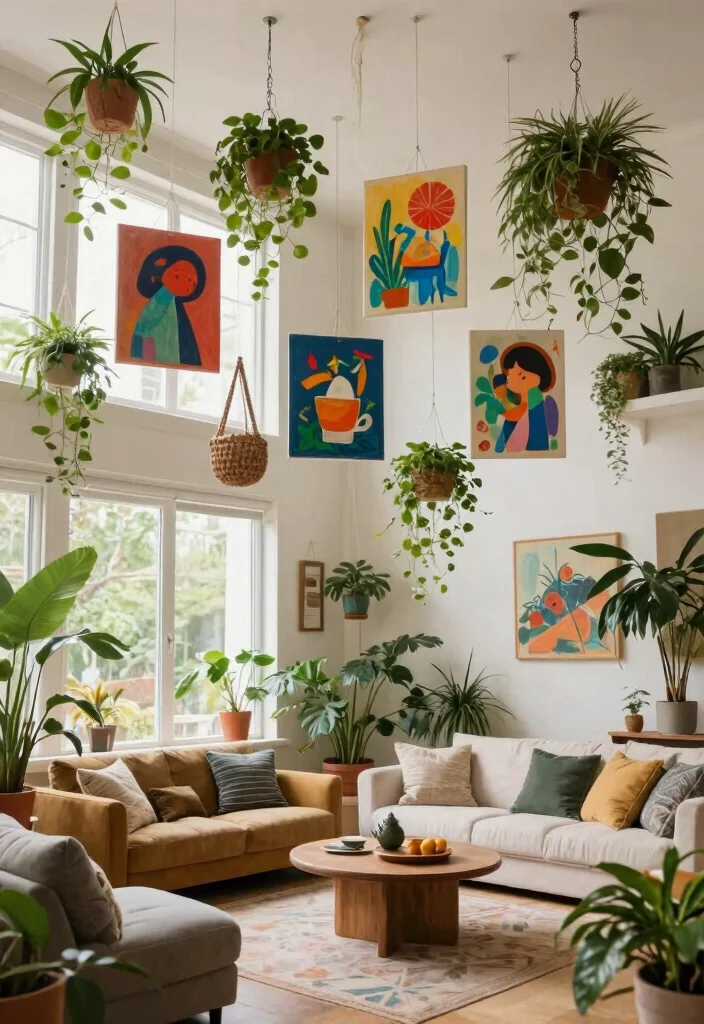 14 Ceiling Hanging Decor Ideas for Renters Who Can't Drill Into Joists - 9. Suspended Art Pieces 1