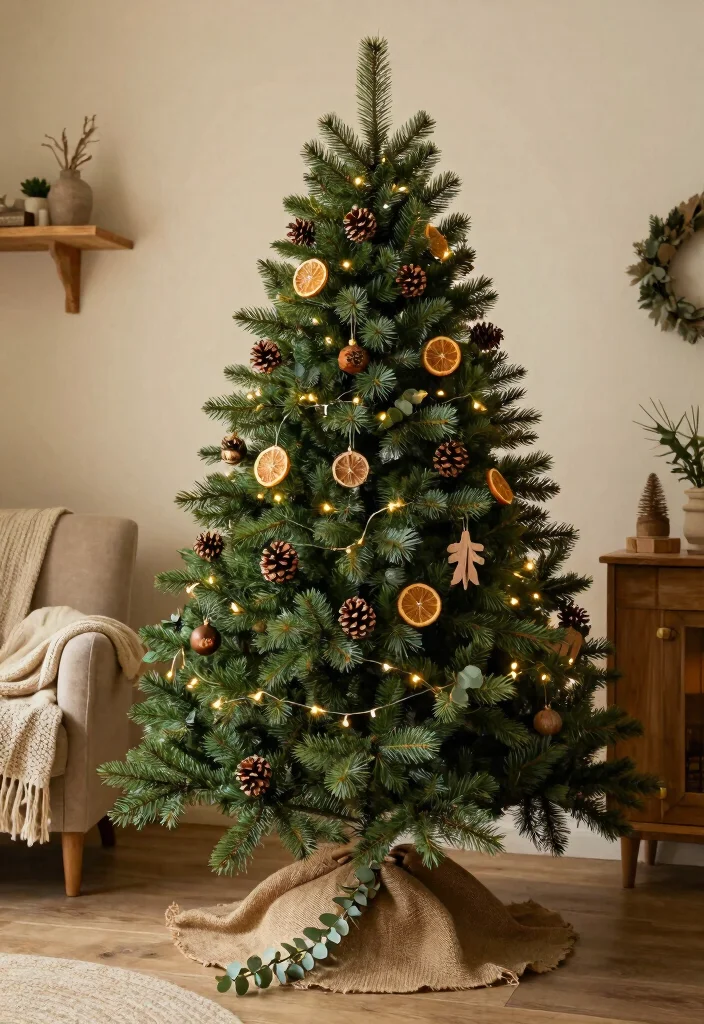 14 Farmhouse Christmas Tree Ideas That Feel Rustic Without Looking Messy - 1. Natural Woodland Theme 1