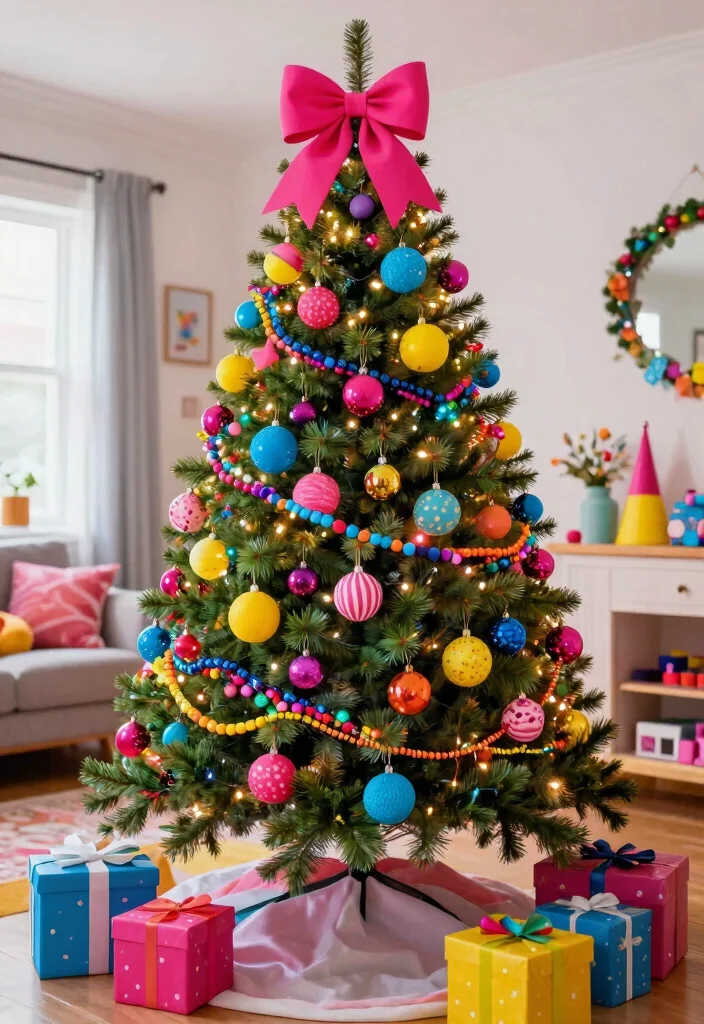 14 Farmhouse Christmas Tree Ideas That Feel Rustic Without Looking Messy - 10. Bright and Bold 1