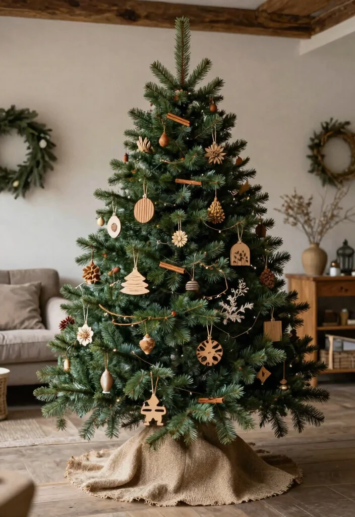 14 Farmhouse Christmas Tree Ideas That Feel Rustic Without Looking Messy - 11. Natural Elements Only 1
