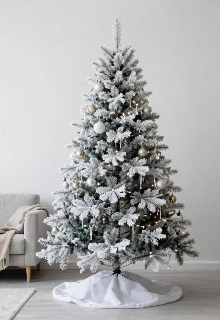 14 Farmhouse Christmas Tree Ideas That Feel Rustic Without Looking Messy - 2. Minimalist Winter Wonderland 1