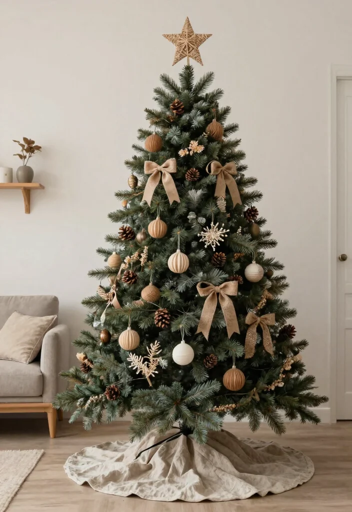 14 Farmhouse Christmas Tree Ideas That Feel Rustic Without Looking Messy - 5. Earthy Neutrals 1