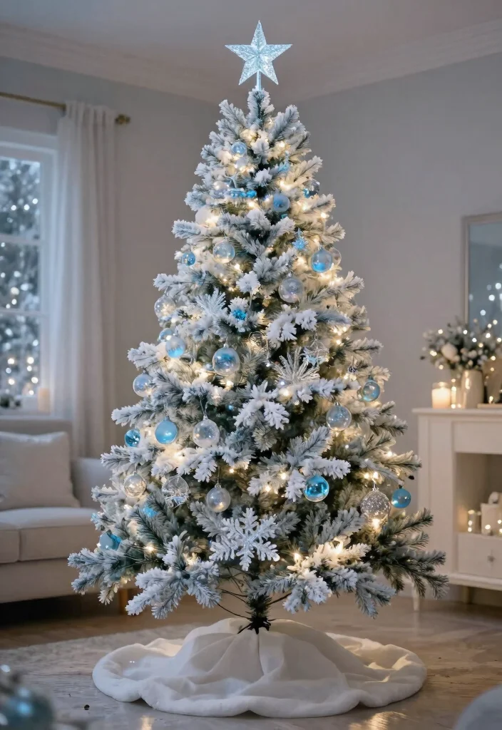 14 Farmhouse Christmas Tree Ideas That Feel Rustic Without Looking Messy - 9. Frosted Glimmer 1